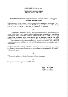 ZARZĄDZENIE NR 46/ 2015 WÓJTA GMINY ŁASKARZEW
