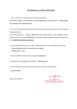 Informacja o wyniku przetargu