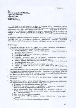 Prezes Zarządu HUTMEN SA, Dyrektor Generalny Pan Jan Ziaja