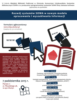 Rozwój systemów SOWA w nowym modelu opracowania i