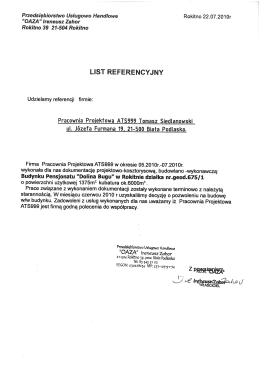 ust referencyjny - Pracownia projektowa ATS999 Biała Podlaska