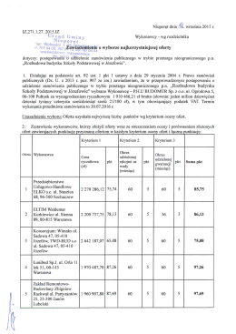 Zawiadomienie o wyborze najkorzystniejszej oferty z dnia 14.09