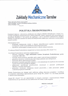 polityka srodowiskow.. - Zakłady Mechaniczne Tarnów