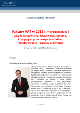 Faktury VAT w 2015 r. – problematyka i