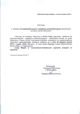 Informuję, że Komisarz Wyborczy w Bielsku