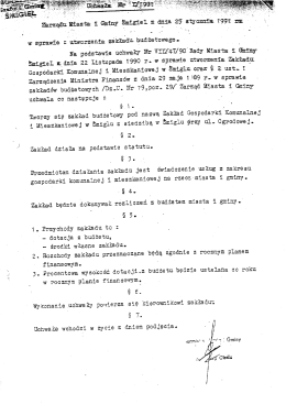 2 Uchwała &ndash; utworzenie zakładu budżetowego