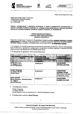 sprostowanie informacji o wyborze oferty najkorzystniejszej i