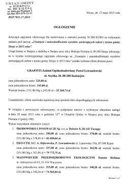 Ogłoszenie o wyborze oferty