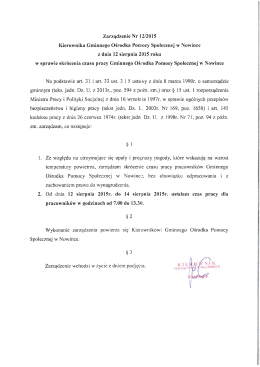 Zarządzenie Nr 1212015 Kierownika Gminnego Ośrodka Pomocy