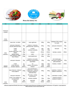 jadłospis wrzesień 2015 Strumykowa