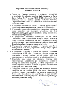 Regulamin płatności za Zabawę taneczną