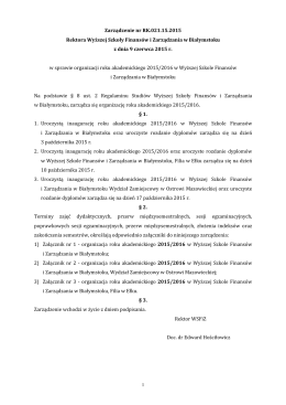 Zarządzenie nr RK.021.15.2015 Rektora Wyższej