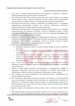 Zasady świadczenia usług konserwacyjnych i serwisu przez VCN sc