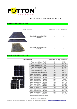 Cennik Baterii słonecznych( PDF)