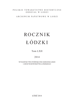 2014, t. 62 - Rocznik Łódzki