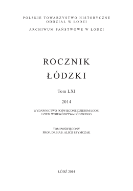 2014, t. 61 - Rocznik Łódzki