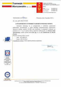 Zawiadomienie o wyborze najkorzystniejszej oferty