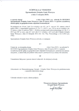 UCHWAŁA nr VII/42/2015 Zgromadzenia Związku Gmin Wierzyca z