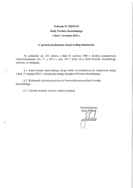 Uchwała Nr XII/91/15 Rady Powiatu Jarocińskiego z dnia 7 września