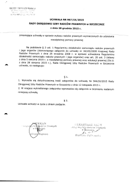 RADY OKRĘGOWEJ IZBY RADCÓW PRAWNYCH w SZCZECINIE
