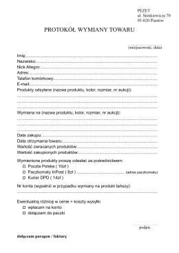 Formularz Wymiany Towaru