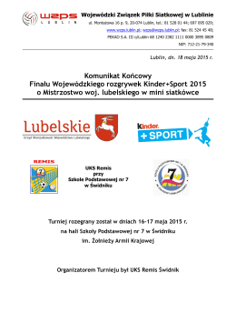 Komunikat końcowy turnieju finałowgo Kinder+Sport
