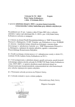 3. w sprawie udzielenia dotacji w 2015 r. na prace konserwatorskie