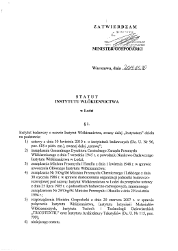 Statut - Instytut Wł&oacute;kiennictwa