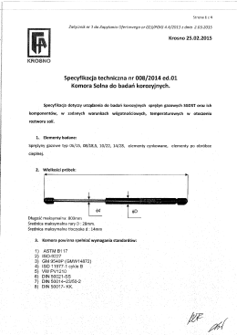 Specyfikacja techniczna nr 008/2014 ed.01 Komora
