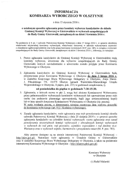 informacja komisarza wyborczego w olsztynie