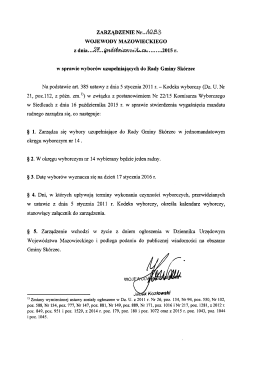 Zarządzenie Wojewody Mazowieckiego z dnia 27 października 2015 r.