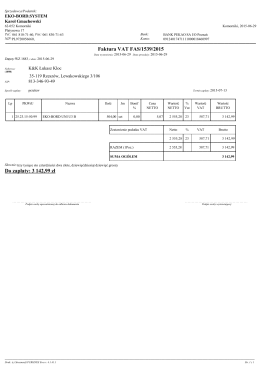 Faktura VAT FAS/1539/2015 Do zapłaty: 3 142,99 zł