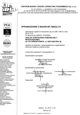 Sprawozdanie z badania wody 24.11.2015