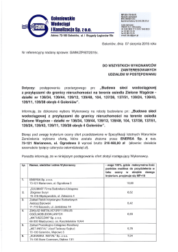 Zawiadomienie o wyborze oferty