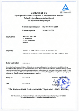 Certyfikat EC T&Uuml;VFihe&iacute;nlarşd