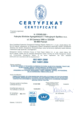 C E R T Y F I K A T cERTIFIcATE