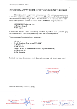 informacja o wyborze oferty najkorzystniejszej