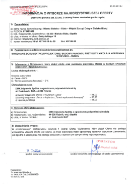 Informacja o wyborze najkorzystniejszej oferty