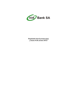 Regulamin loterii promocyjnej „Lokata SGB (Jesień 2015)”