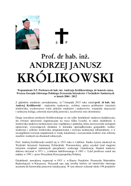 Prof. dr hab. inż. ANDRZEJ JANUSZ KRÓLIKOWSKI