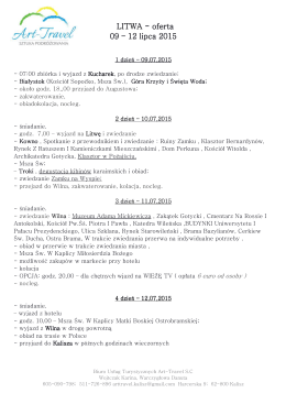 LITWA - oferta 09 – 12 lipca 2015