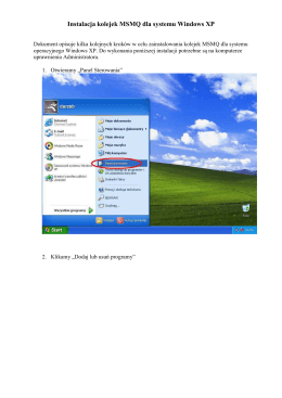 Instalacja kolejek MSMQ dla systemu Windows XP