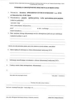 wniosek o udostępnienie dokumentacji medycznej