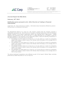 (Current Report No 058/2015) February, 20th 2015 Notification