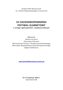 Regulamin - Zachodniopomorski Festiwal Klarnetowy