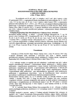 UCHWAŁA NR 162 12015 KOLEGIUM REGIONALNEJ lzBY