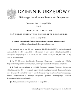 zarządzenie nr 8/2015 Głównego Inspektora Transportu Drogowego
