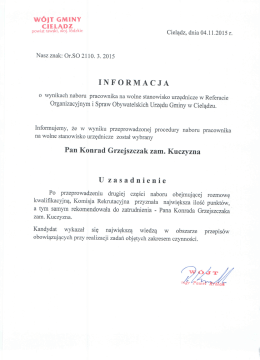 Informacja z dnia 4.11.2015 o wynikach naboru na wolne