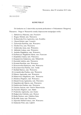 komunikat z dnia 29.09.2015 - po I etapie