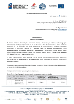 INFRASTRUKTU RA l ŚRODOWISKO - Instytut Meteorologii i